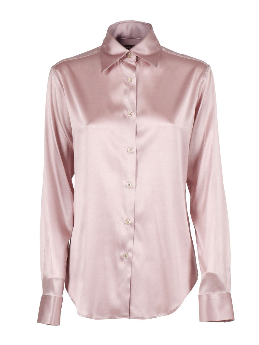 Mazzarelli Camicie Silk Blend Blouse With Classic Collar