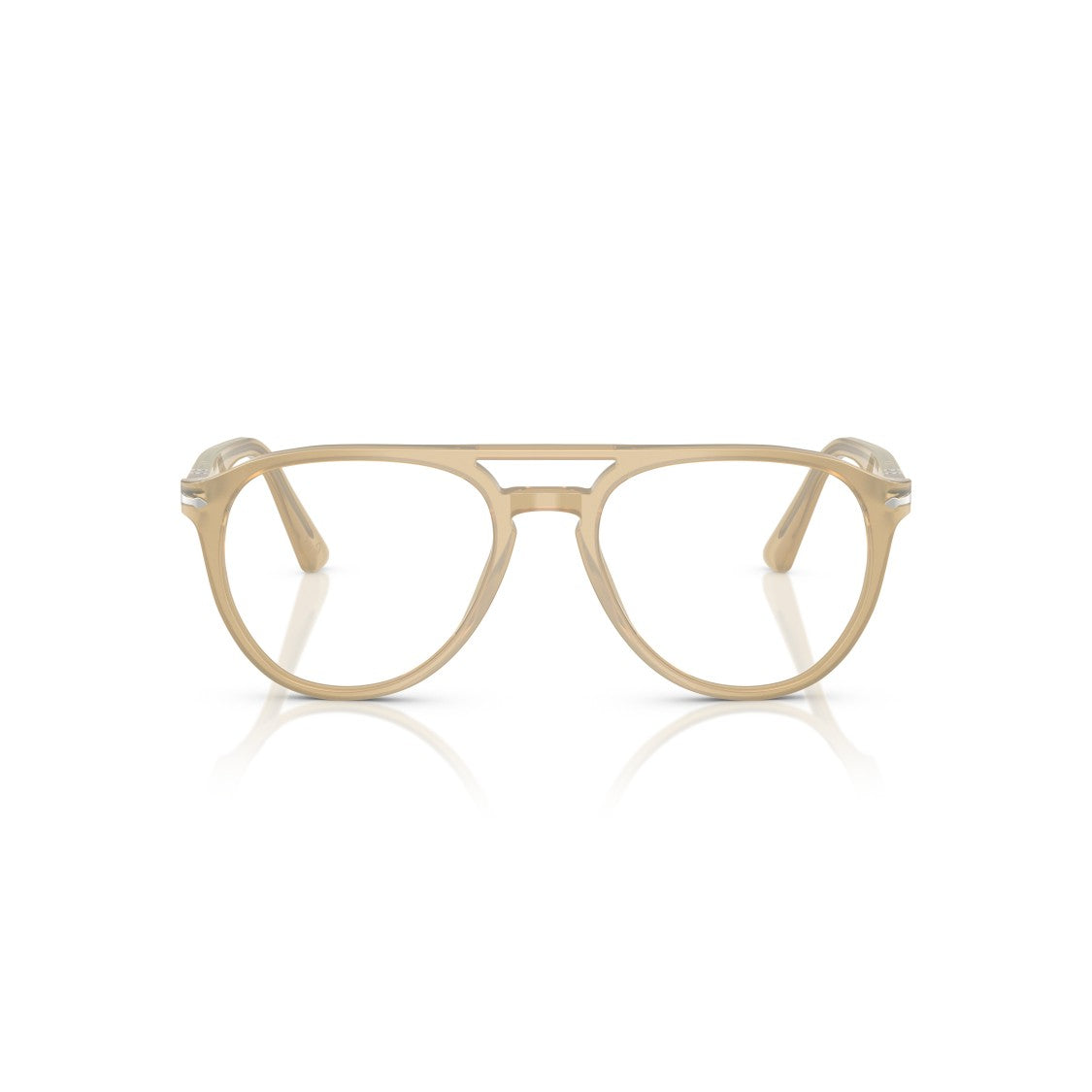 Persol Translucent Beige Acetate Aviator Eyeglasses With Double Bridge