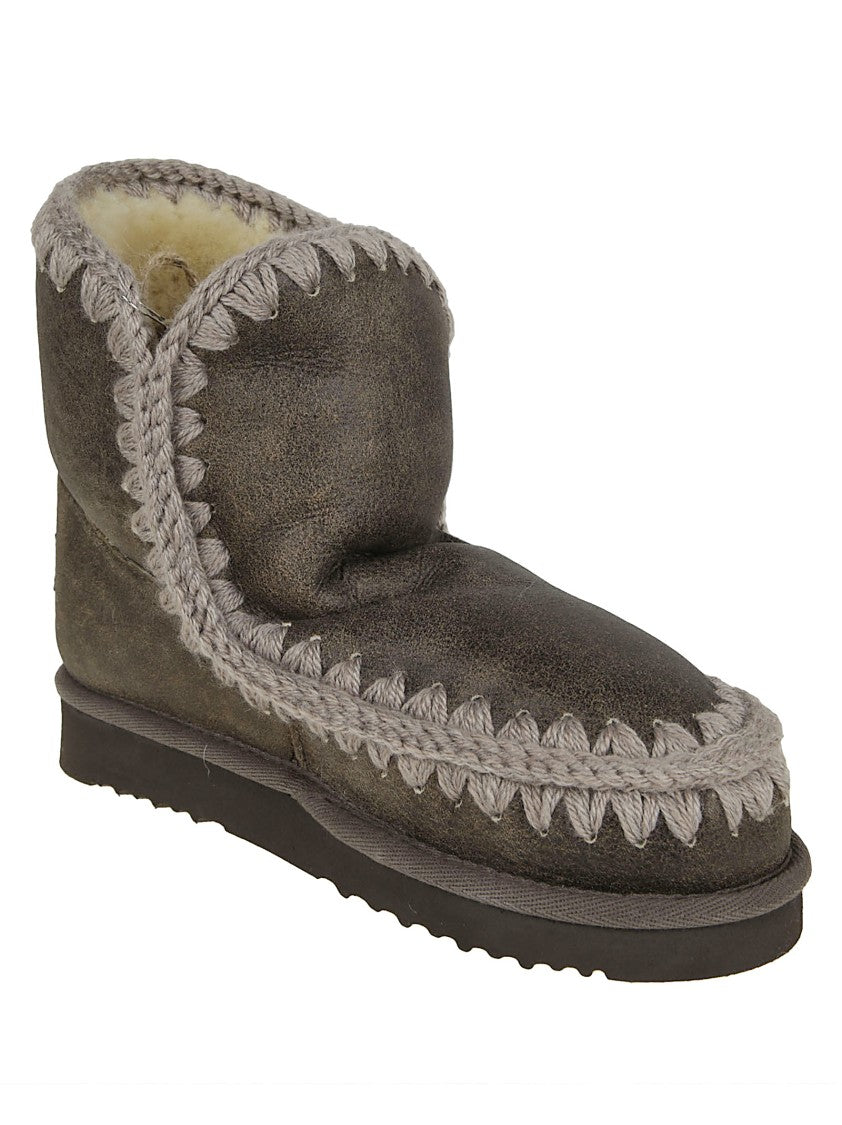 Mou Brown Sheep Skin Ankle Boots