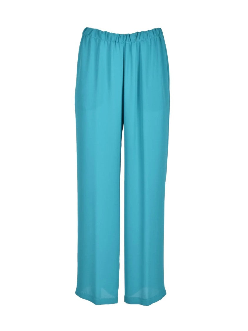 Maesta Aqua Green Elastic Waistband Straight-Leg Pants