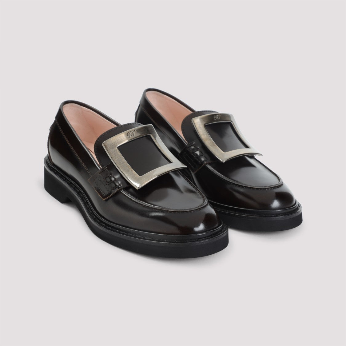 Roger Vivier Black Leather Loafers With Glossy Finish