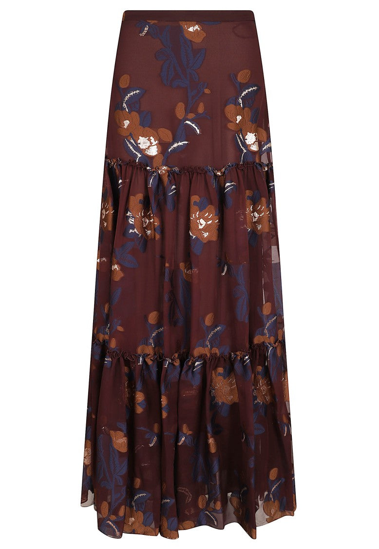 Etro Tiered Floral Maxi Skirt In Lightweight Silk Blend