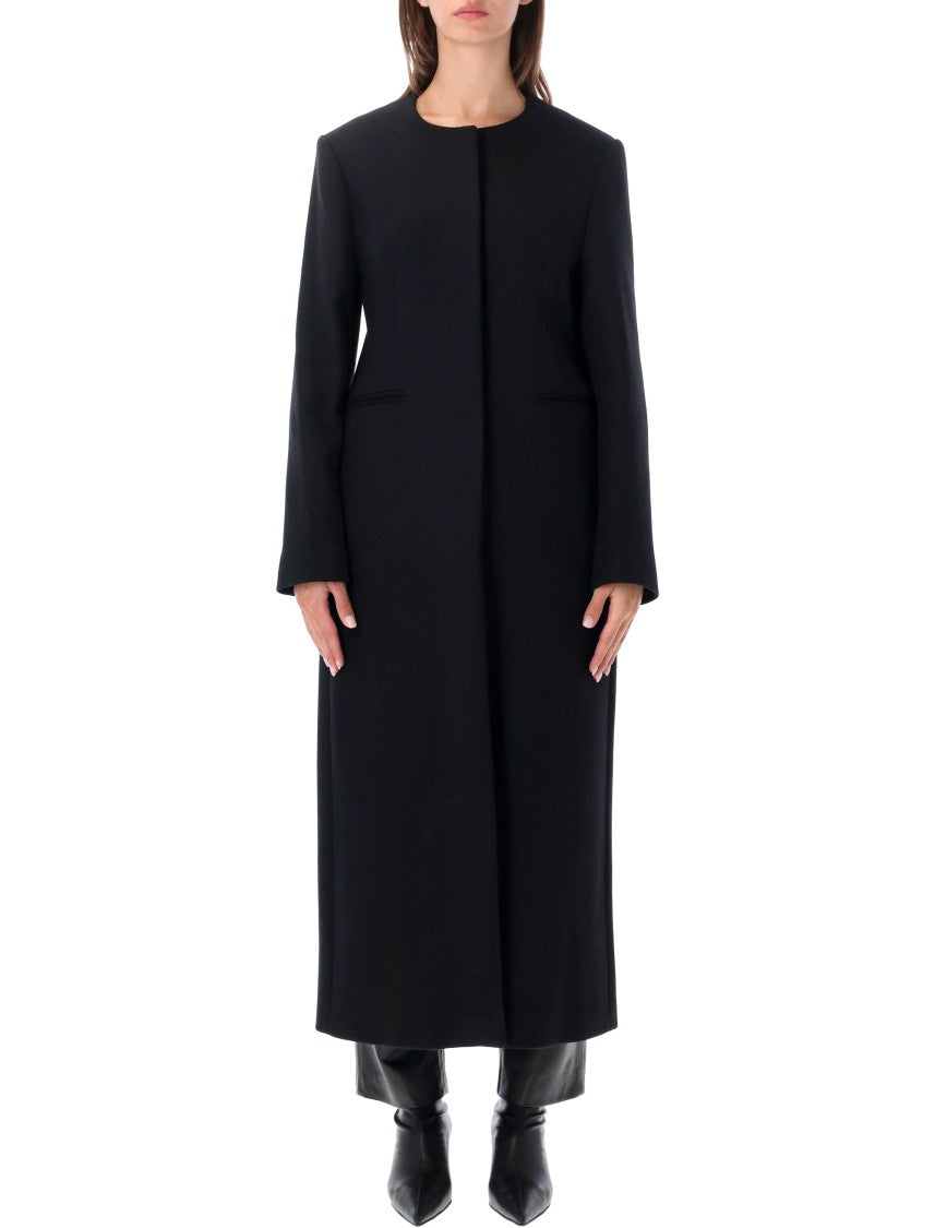 Loulou De Saison Refined Black Twill Arita Fitted Coat