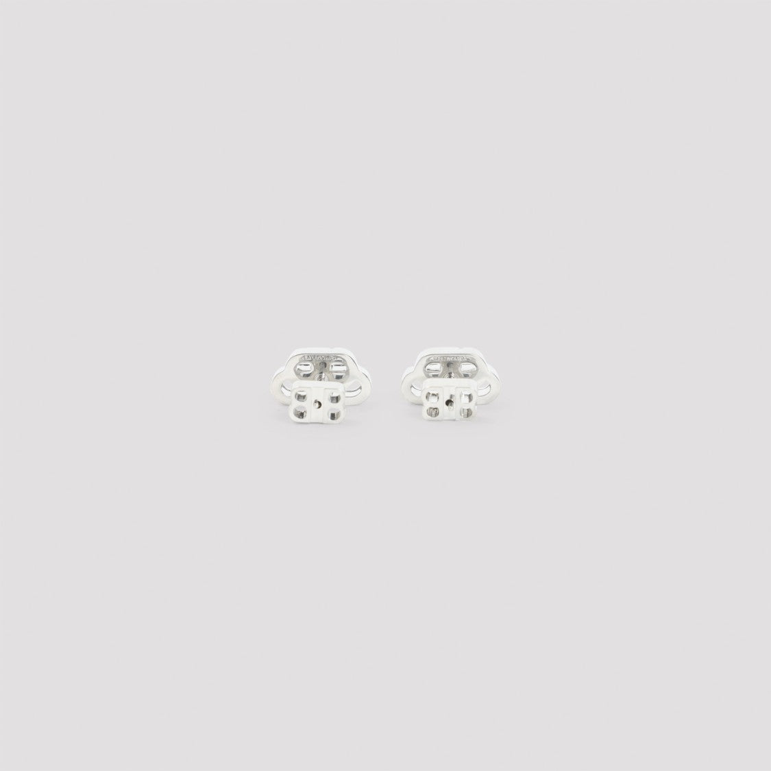 Balenciaga Polished Silver-Tone Double 'B' Logo Stud Earrings