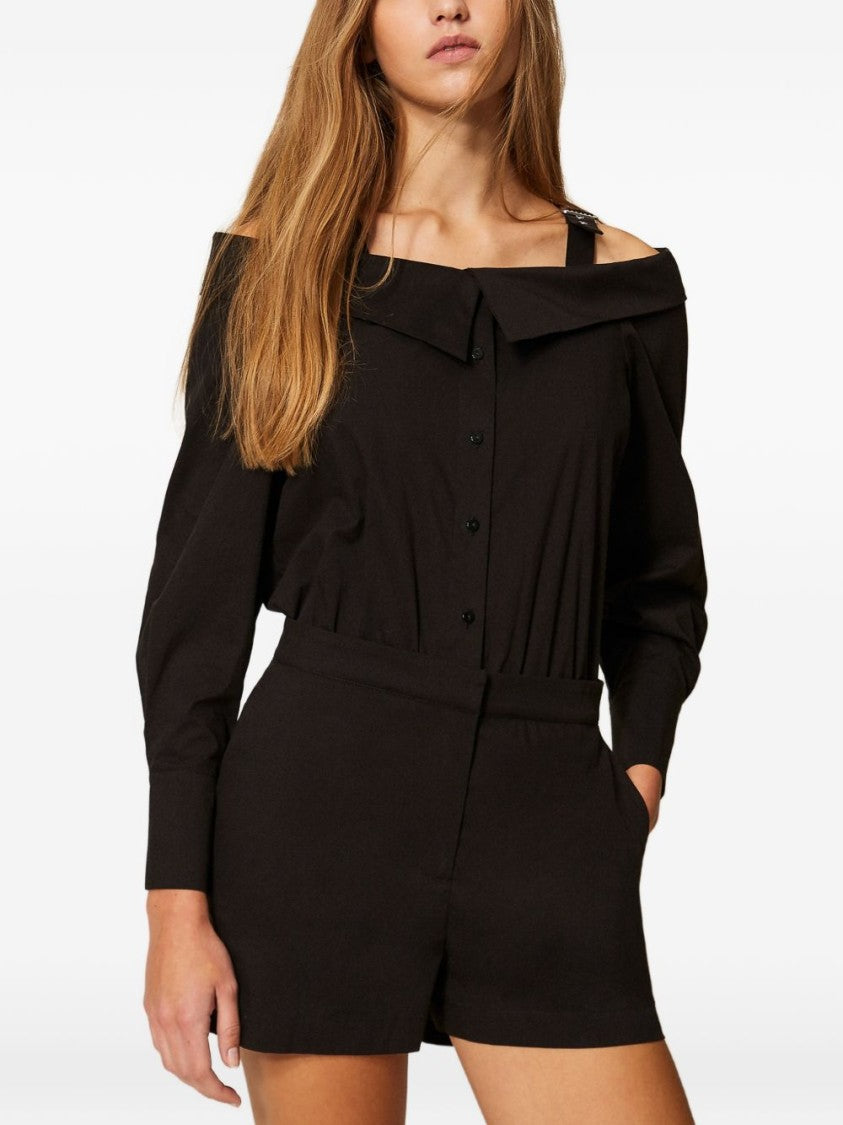 Twin-Set Black Buckle Strap Buttoned Day Dress