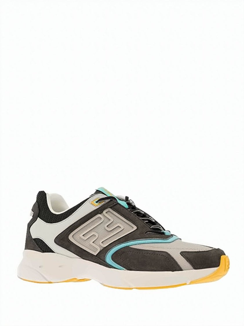 Fendi Layered Design Sneakers With Embossed Logo And Contrasting Outsole