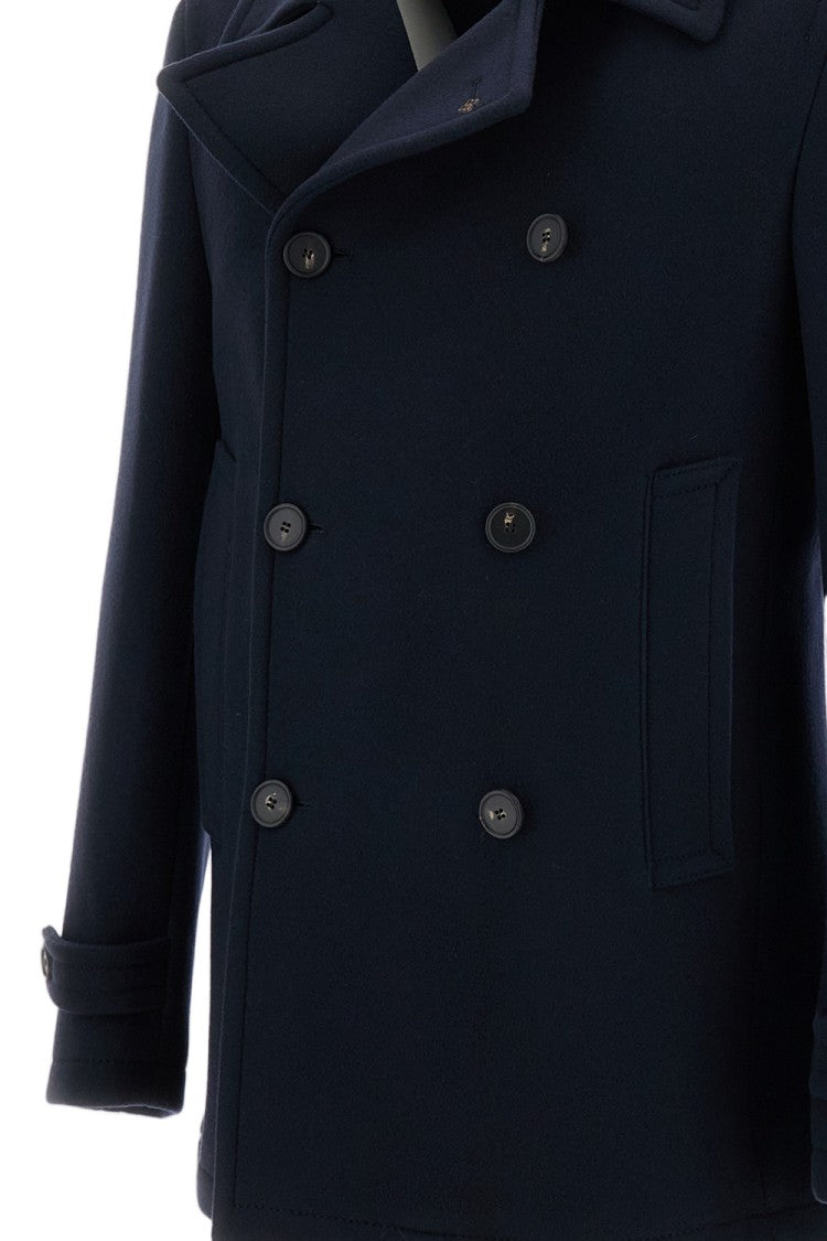 Tagliatore Blue Monaco Double Breasted Wool Peak Lapels Blazer