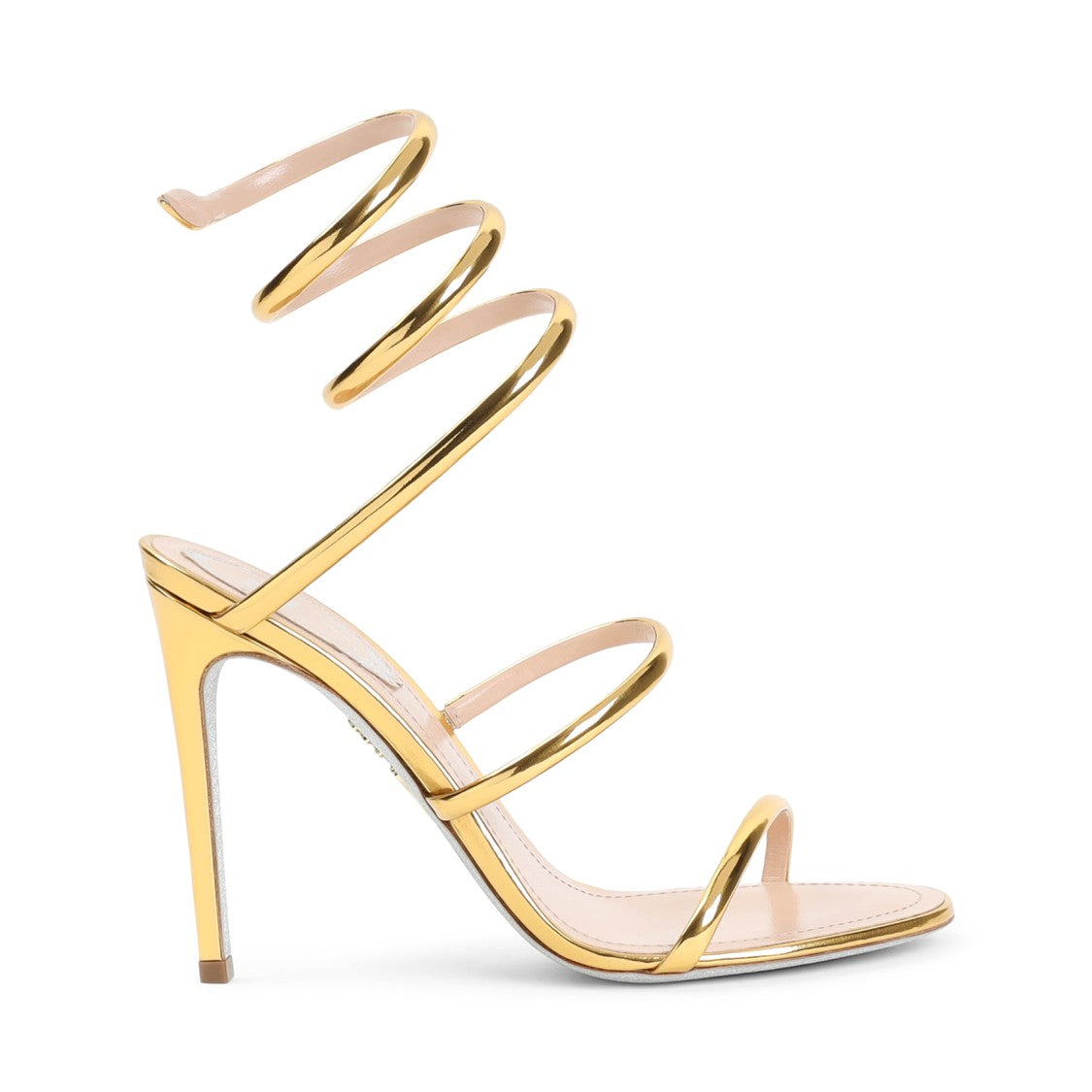 René Caovilla Metallic Calf Leather Spiral Design Sandals