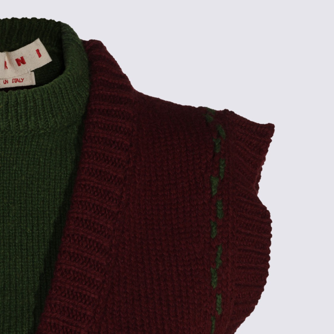 Marni Sleeveless Burgundy Sweater Vest With Geometric Pattern