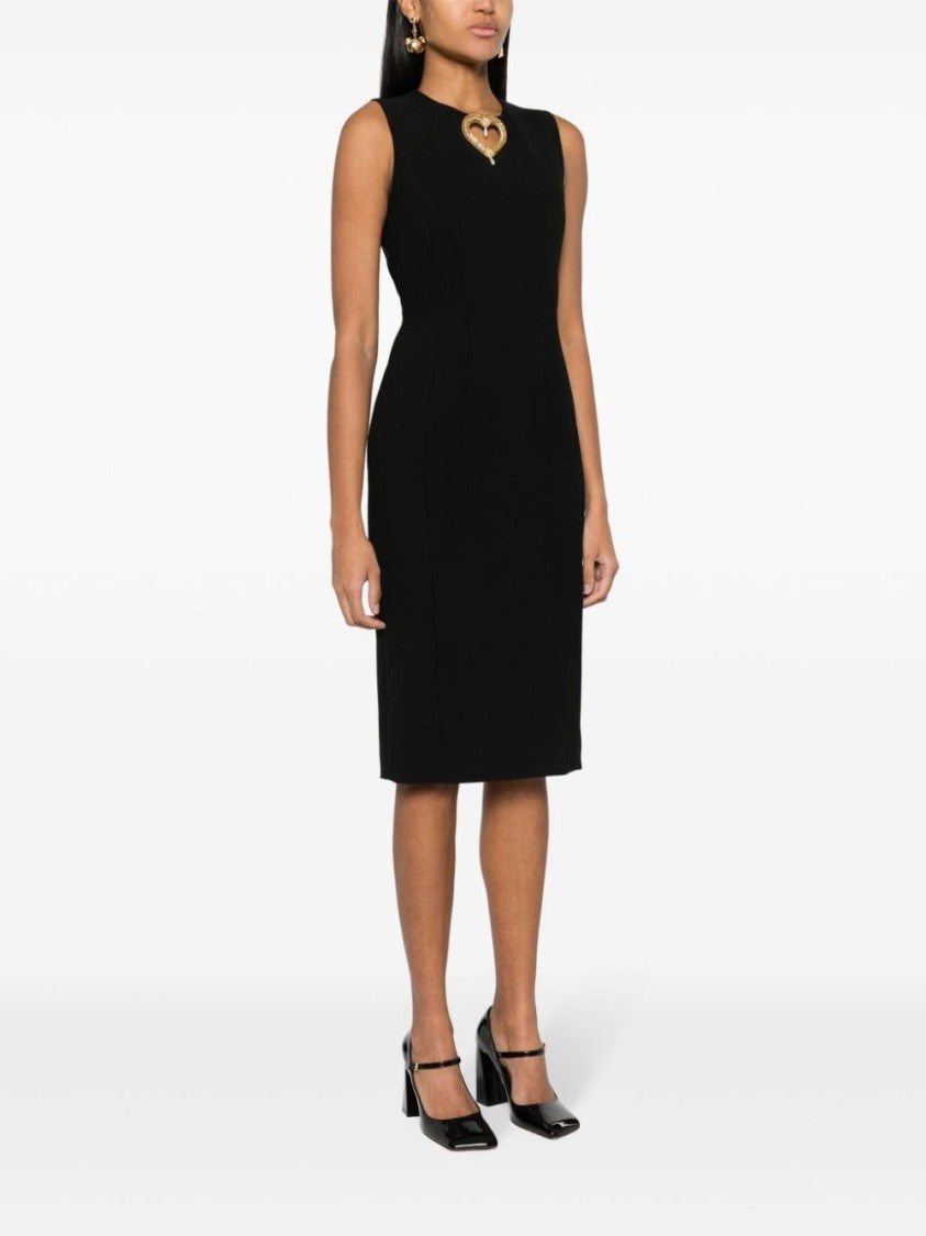 Moschino Elegant Black Crepe Midi Dress