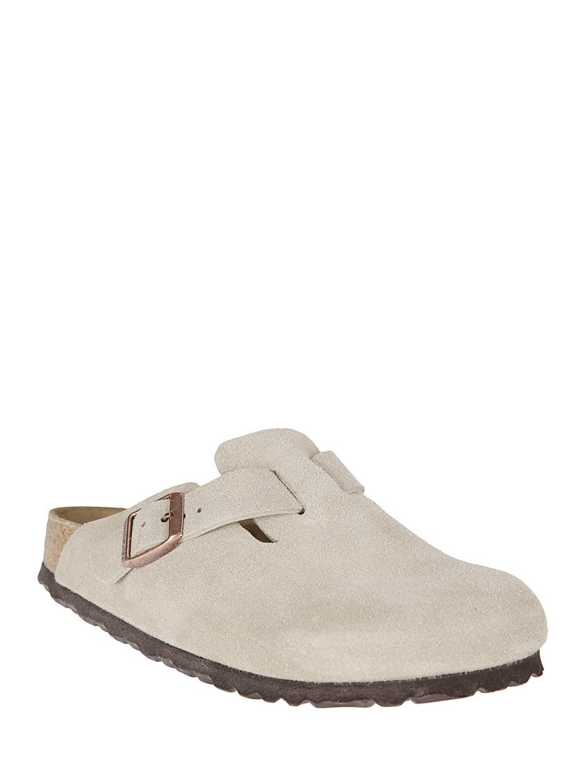 Birkenstock Adjustable Grey Suede Clogs