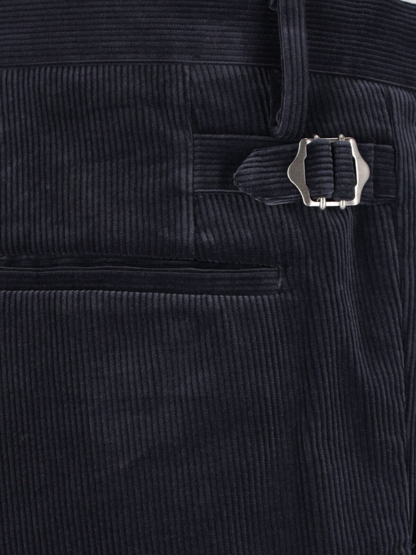Kaptain Sunshine Blue Pleated Mid-Rise Corduroy Trousers