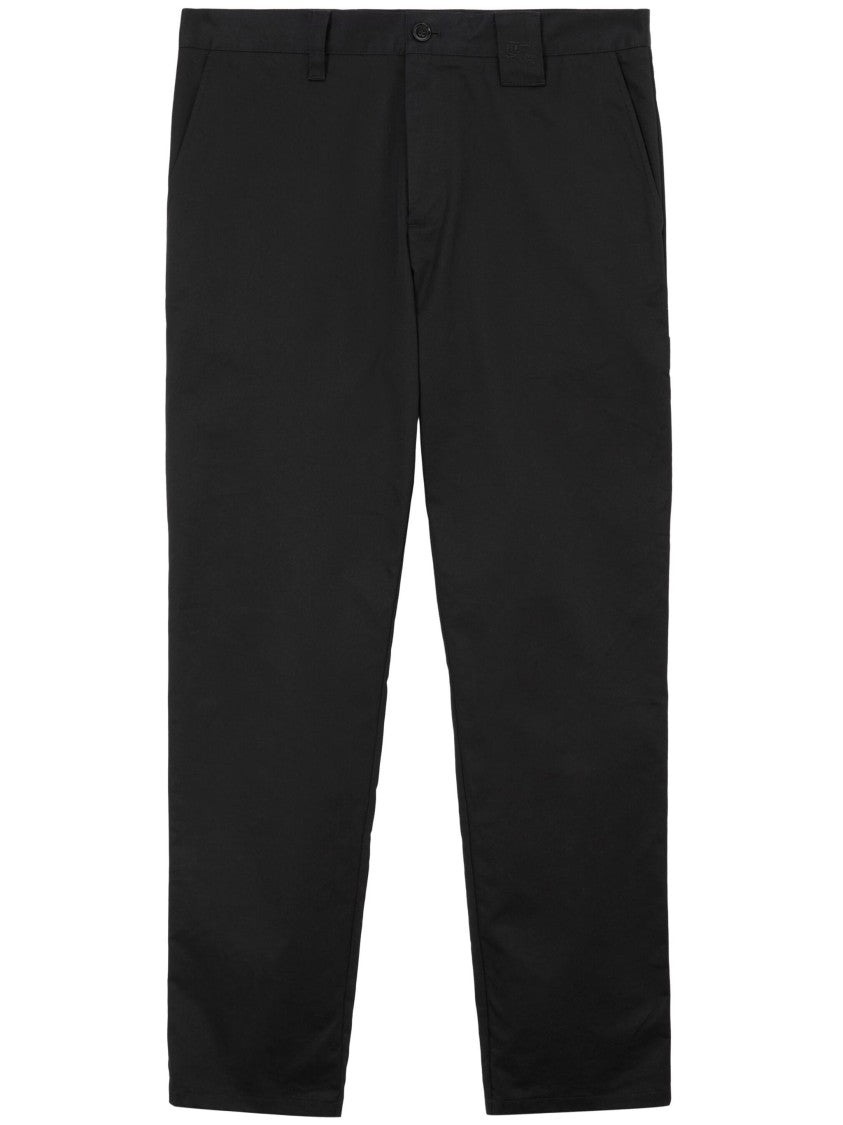 Burberry Denton Straight-Leg Black Cotton Trousers