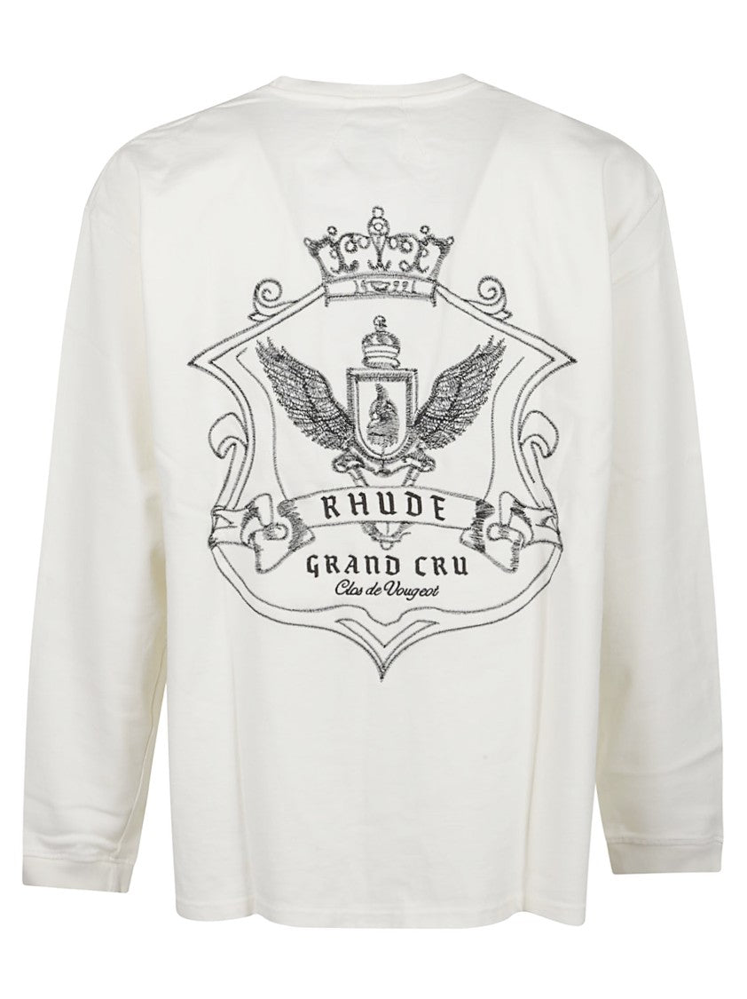 Rhude Grand Cru Crest Long Sleeve Cotton T-Shirt