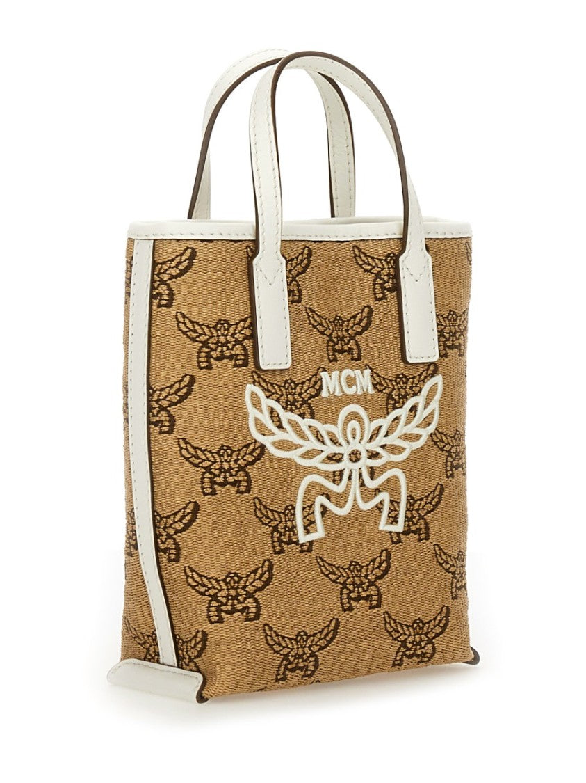 Mcm Structured Tote Bag With Distinctive Embroidery