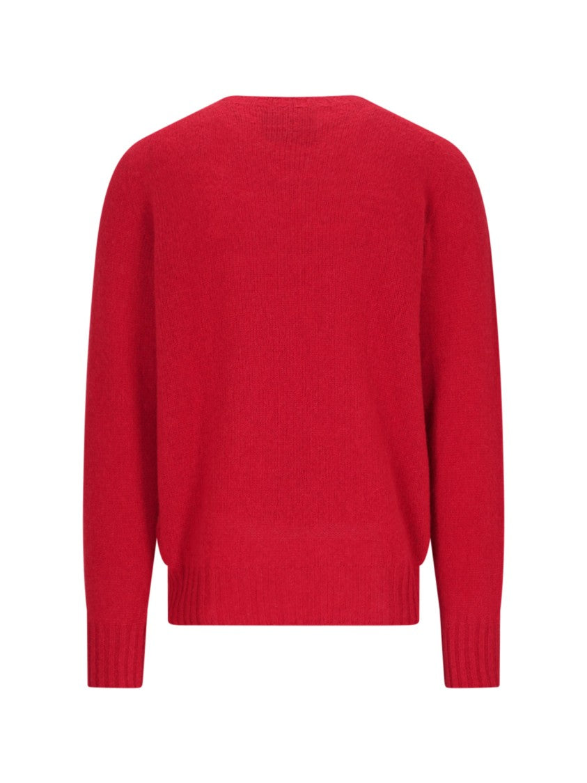 Howlin Shetland Wool Crew Neck Sweater With Ribbed Finishing