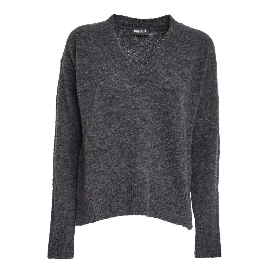 Dondup V-Neck Bouclé Knitwear Top With Ribbed Detailing
