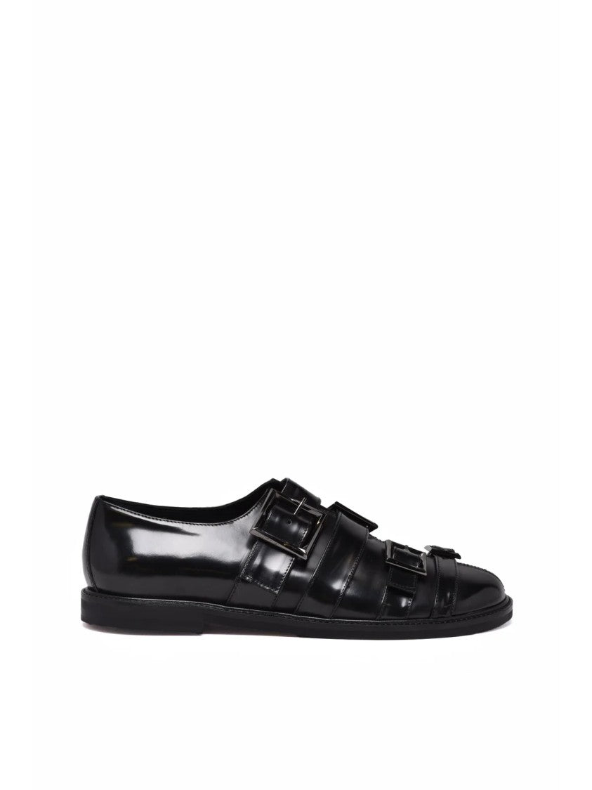 Poeve Black Leather Plateau Loafers