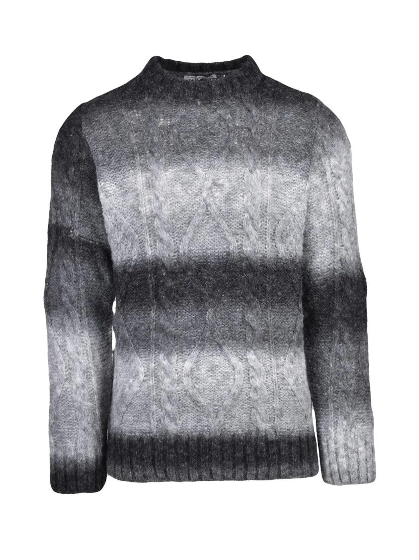 Daniele Alessandrini Gradient Cable Knit Crewneck Sweater By Daniele Alessandrini
