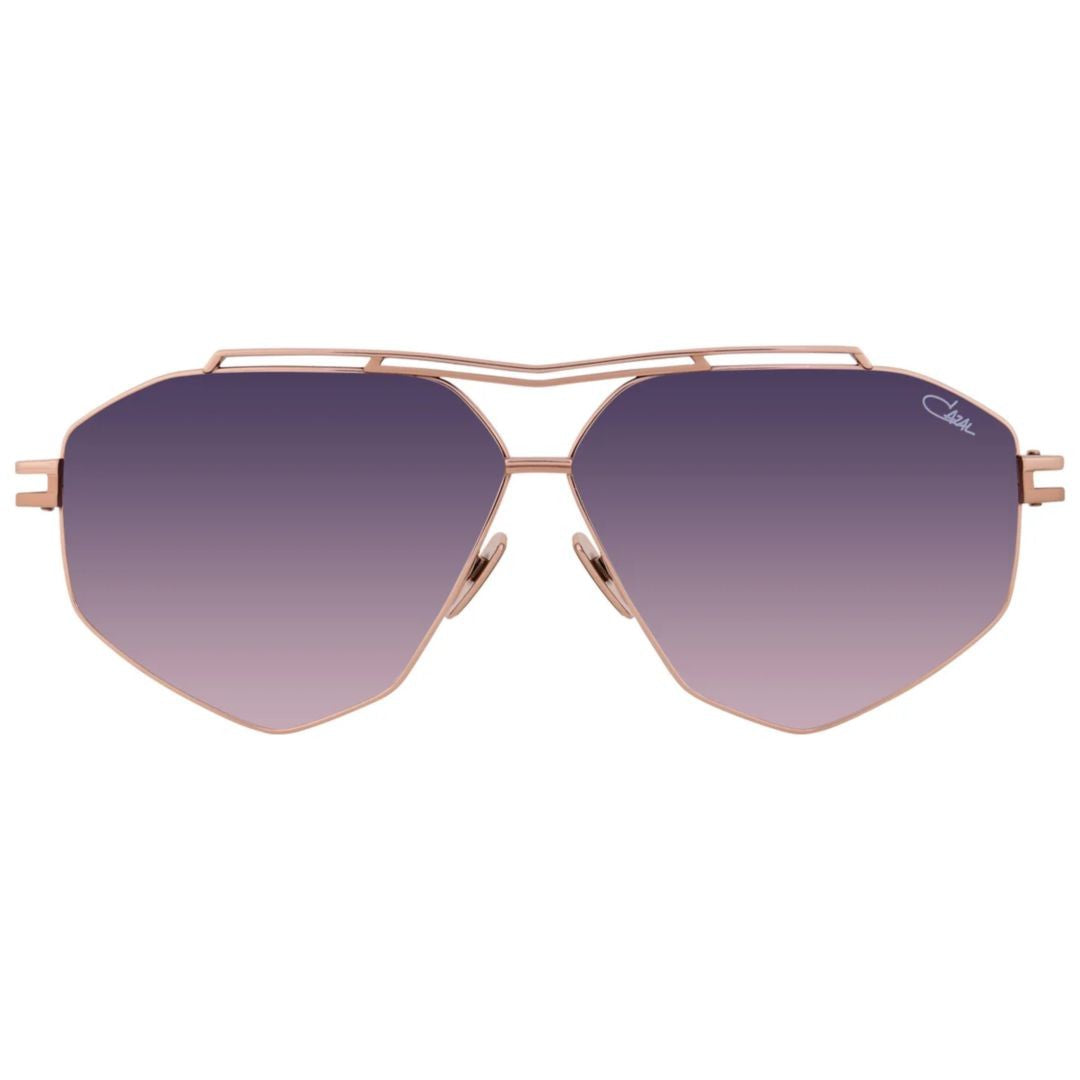 Cazal Mod 9500 Geometric Rose Gold Titanium Sunglasses With Gradient Purple Lenses