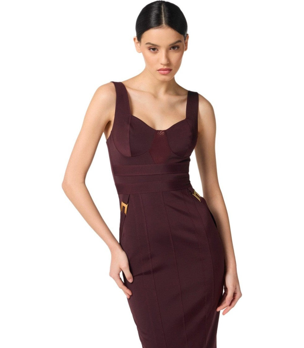 Elisabetta Franchi Merlot Bustier Sheath Dress
