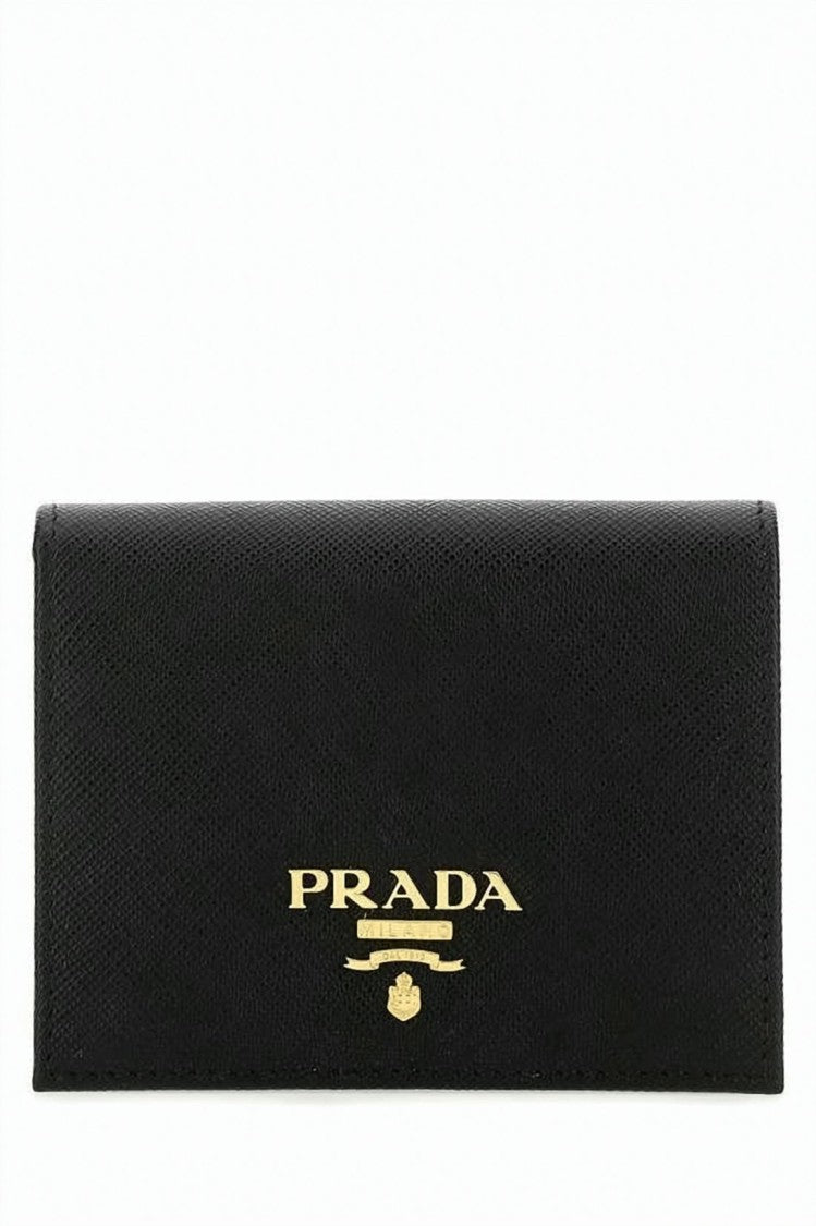 Prada Textured Cowhide Leather Wallet With Gold-Tone Logo