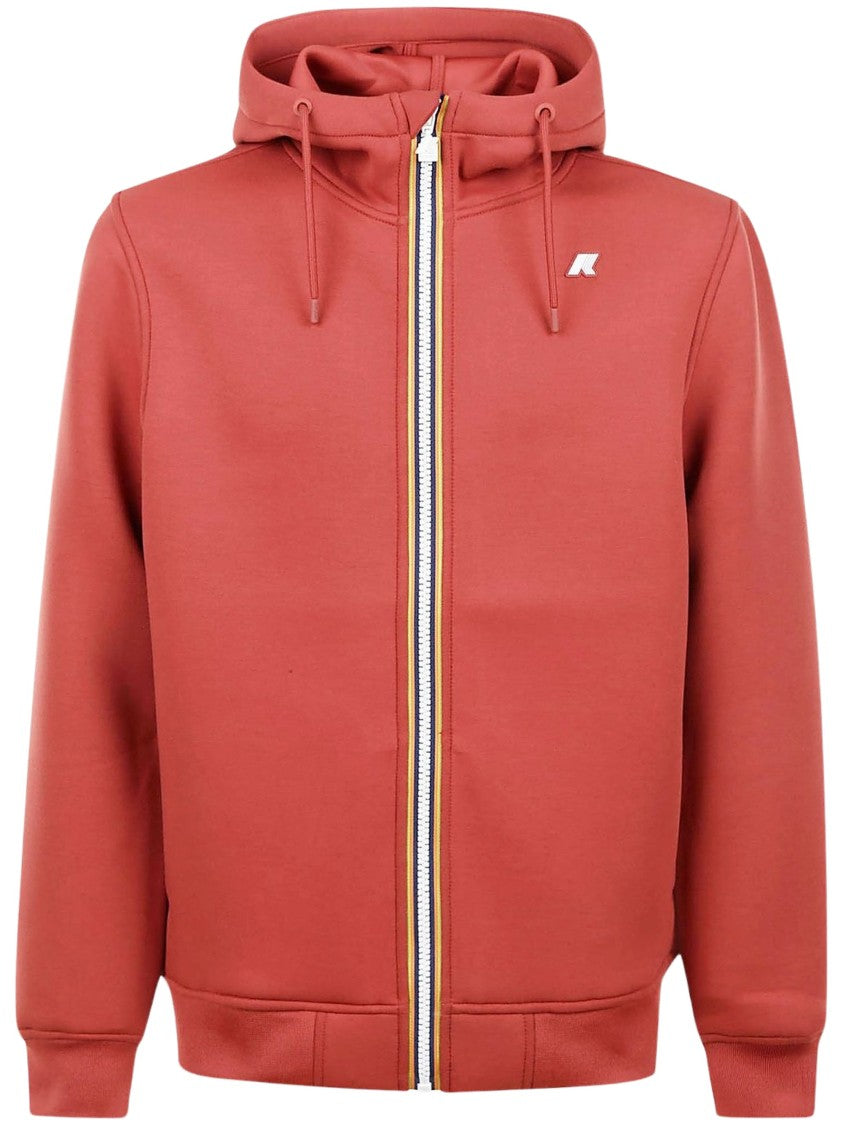 K-Way Minimalist Striped Trim Zip-Up Hoodie
