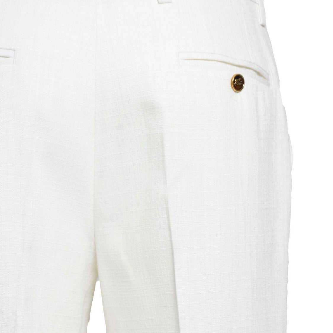 Etro White Viscose Straight Trousers With Slub Effect