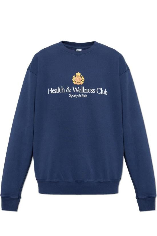 Sporty And Rich Long-Sleeve Crewneck Sweatshirt With Printed Emblem