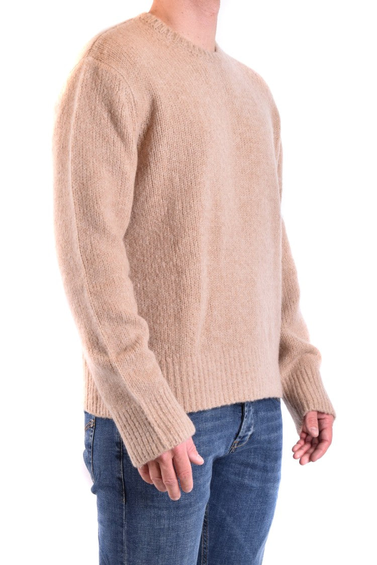 Neil Barrett Beige Textured Knit Sweater Crew Neckline
