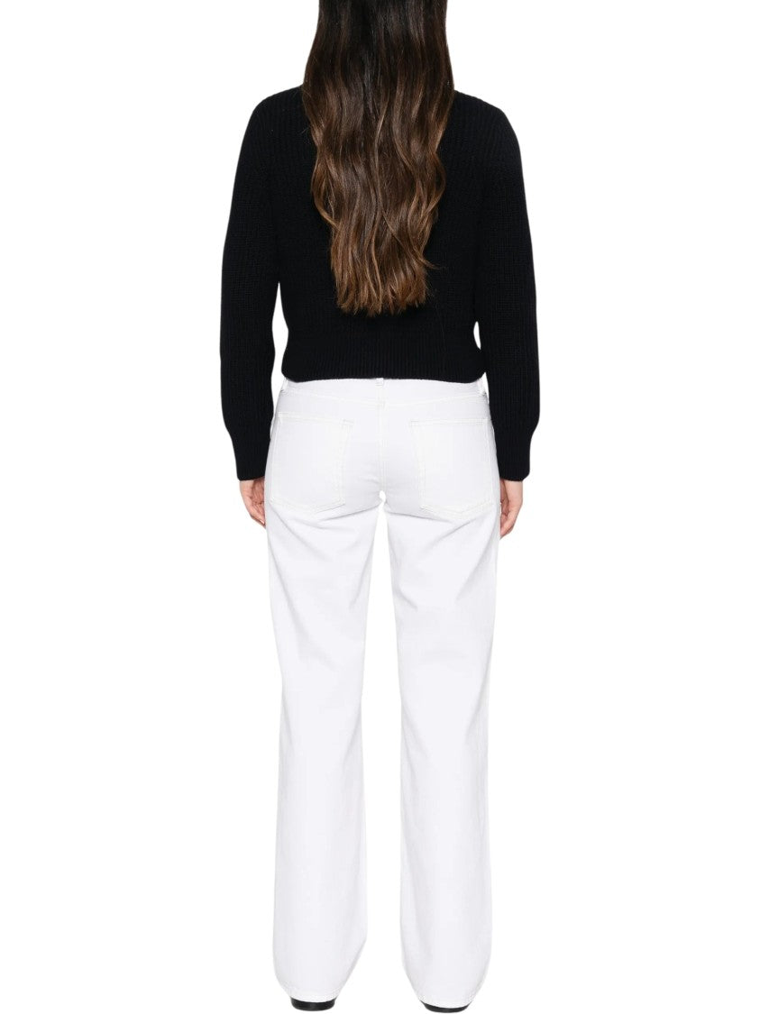 A.P.C. Ribbed Knit Cropped Cardigan With Classic Collar