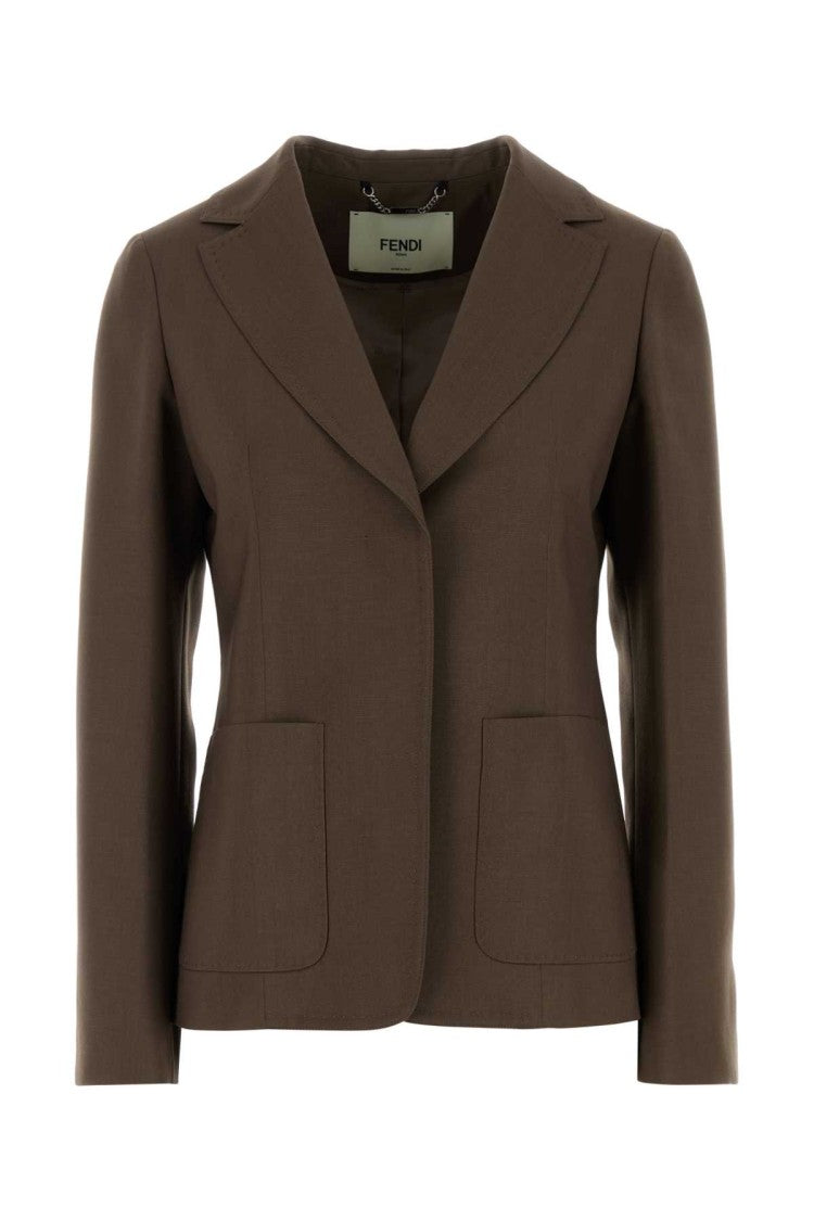Fendi Mud Wool Blend Blazer