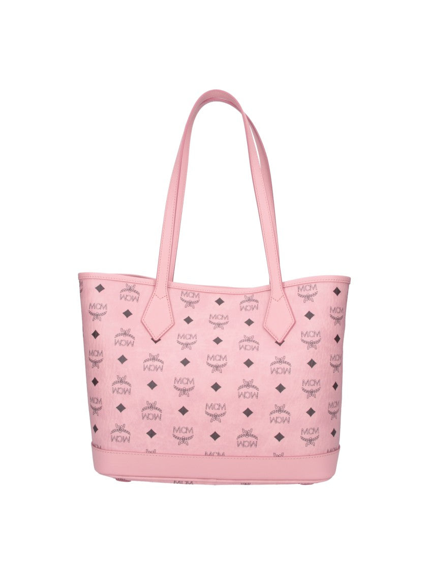 Mcm Pink Liz Visetos Fabric Tote Bag