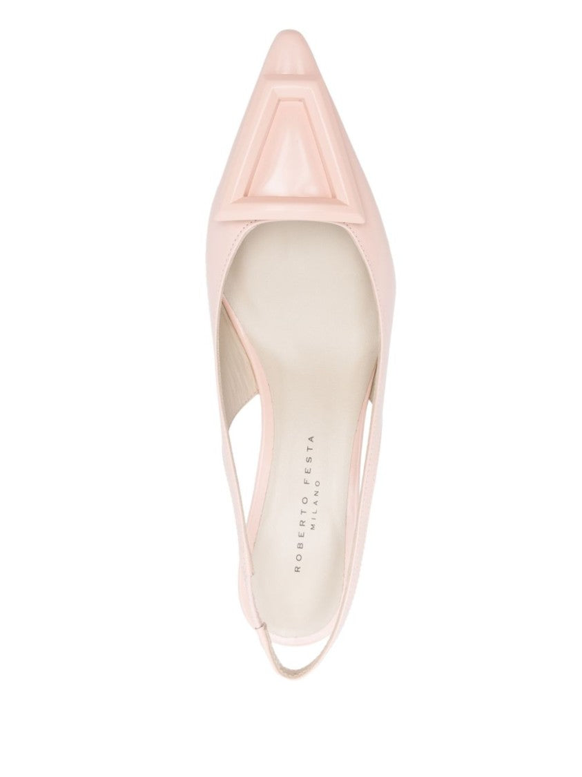 Roberto Festa Light Pink Elasticated Kitten Slingback