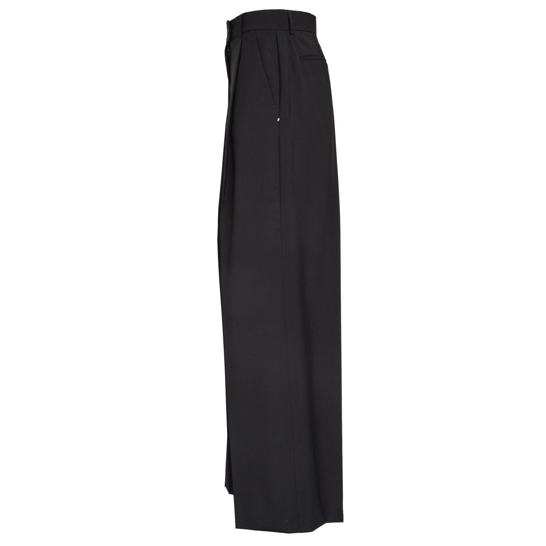 Sportmax Oversized Black Pure Wool Wide Trousers