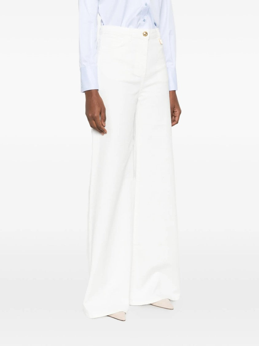 Elisabetta Franchi High-Waist Wide-Leg Jeans With Gold Accents
