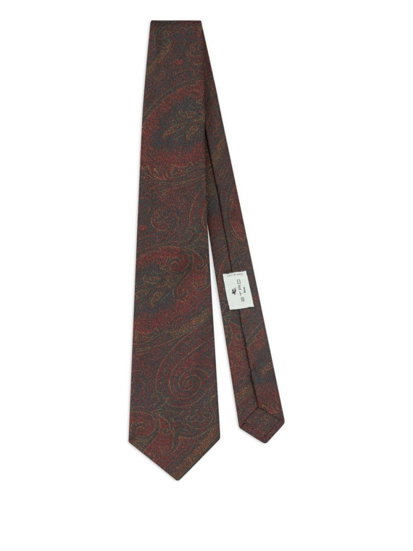 Etro Bordeaux Tie With Paisley Pattern