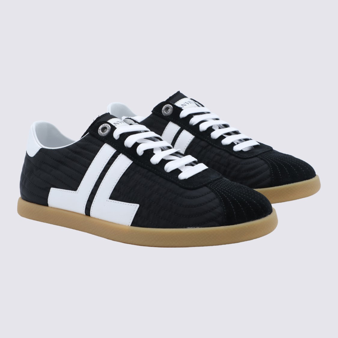 Lanvin Quilted Black Sneakers With Leather Logo Accents