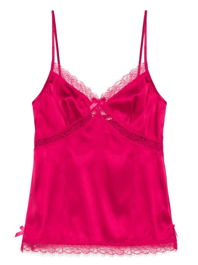 Agent Provocateur Red Gisele Silk-Blend Lace-Trim Camisole