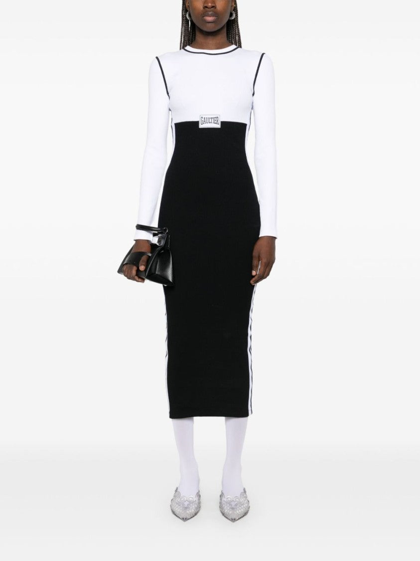 Jean Paul Gaultier Fitted Black/White Long Dress
