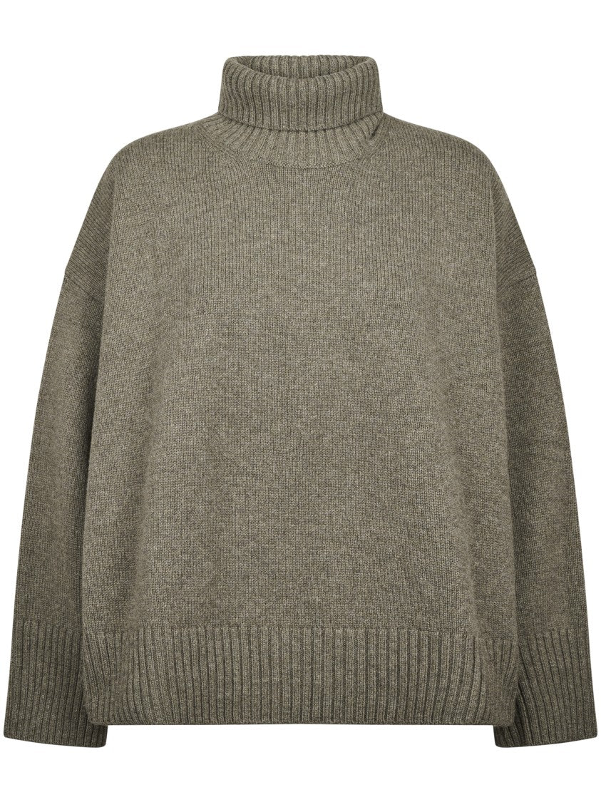 Soeur Boxy Merino Wool Sweater With High Ribbed Collar