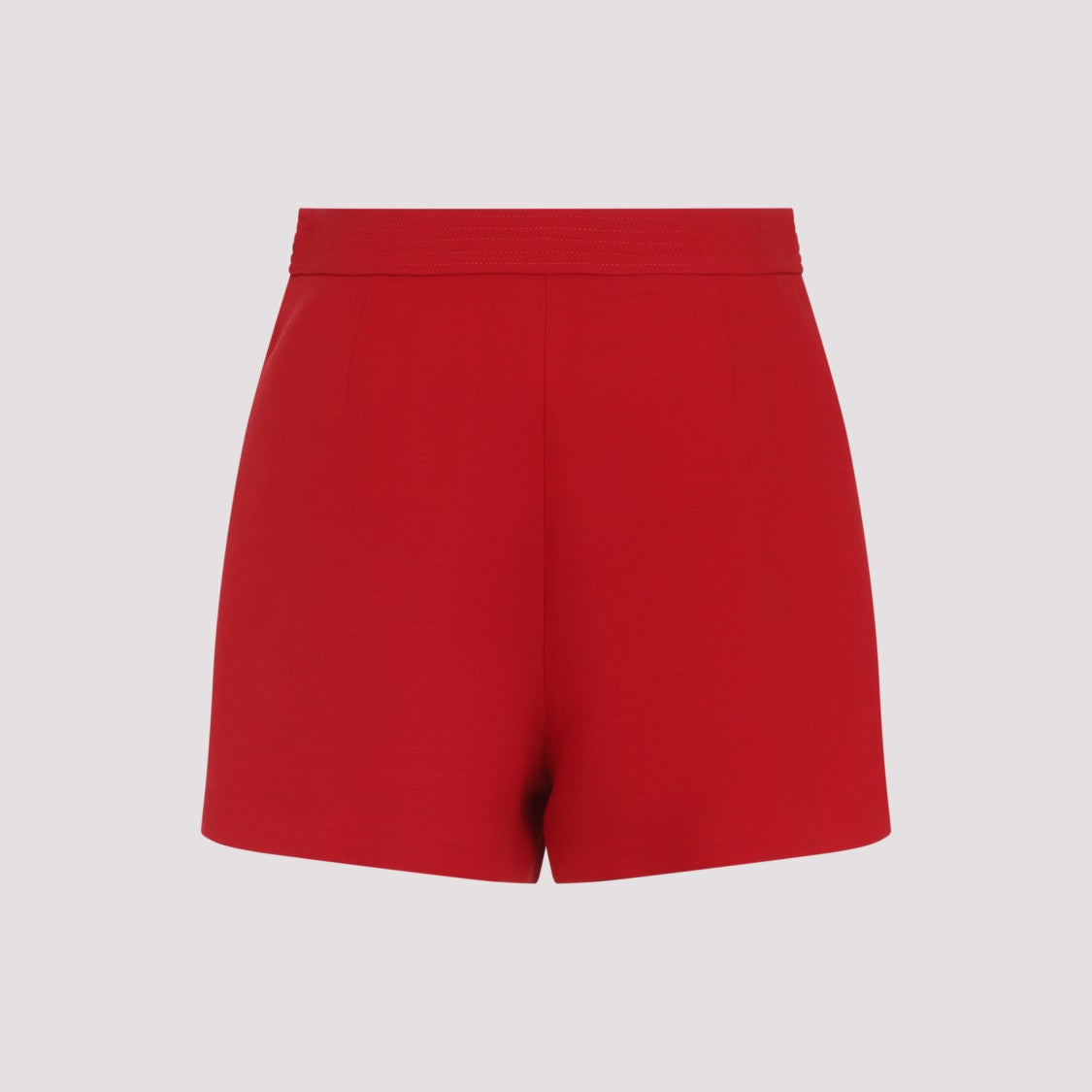 Valentino High-Waisted Red Wool Bermuda With Metallic V Logo