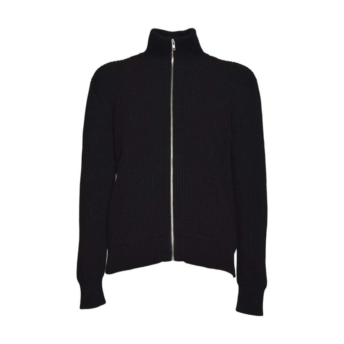 Mm6 By Maison Margiela Ribbed Knit Zip-Up Sweater With High Collar