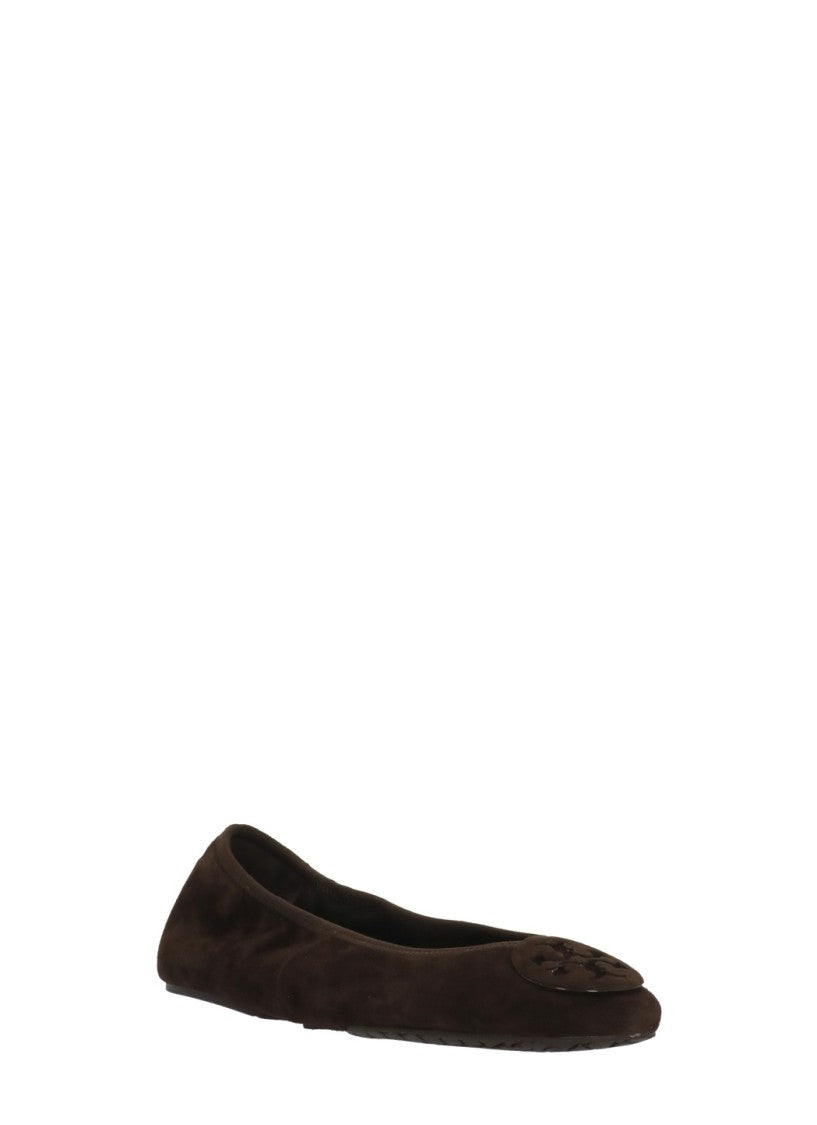 Tory Burch Brown Stretch Side Suede Flats