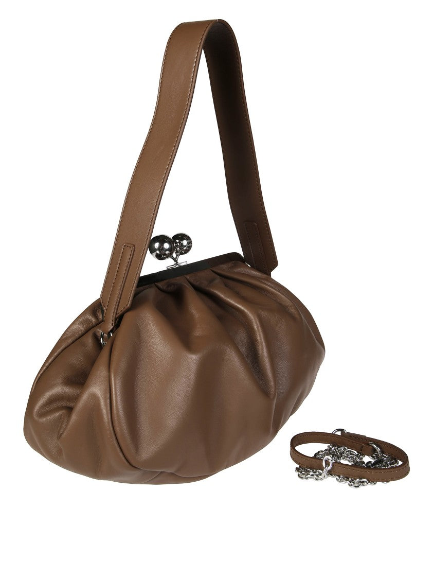 Max Mara Gathered Design Slouchy Handbag With Metal Frame Closure