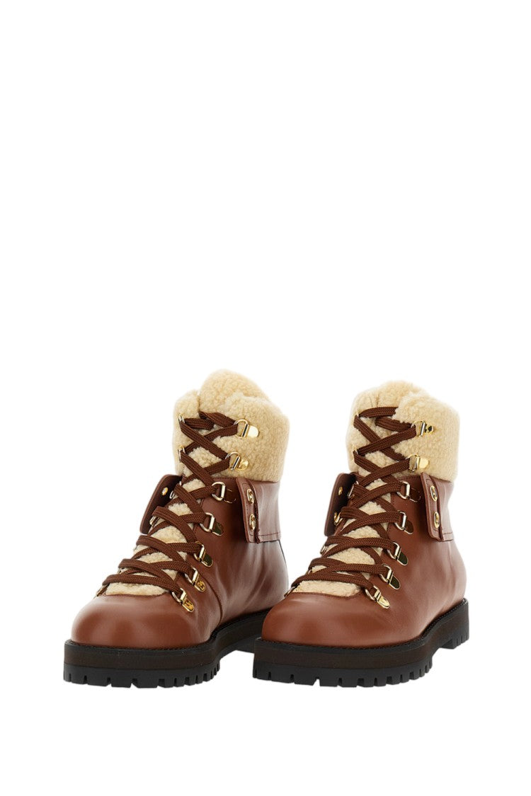 Odissi Calfskin Hiking Boot With Wool Lining And Gold Eyelets