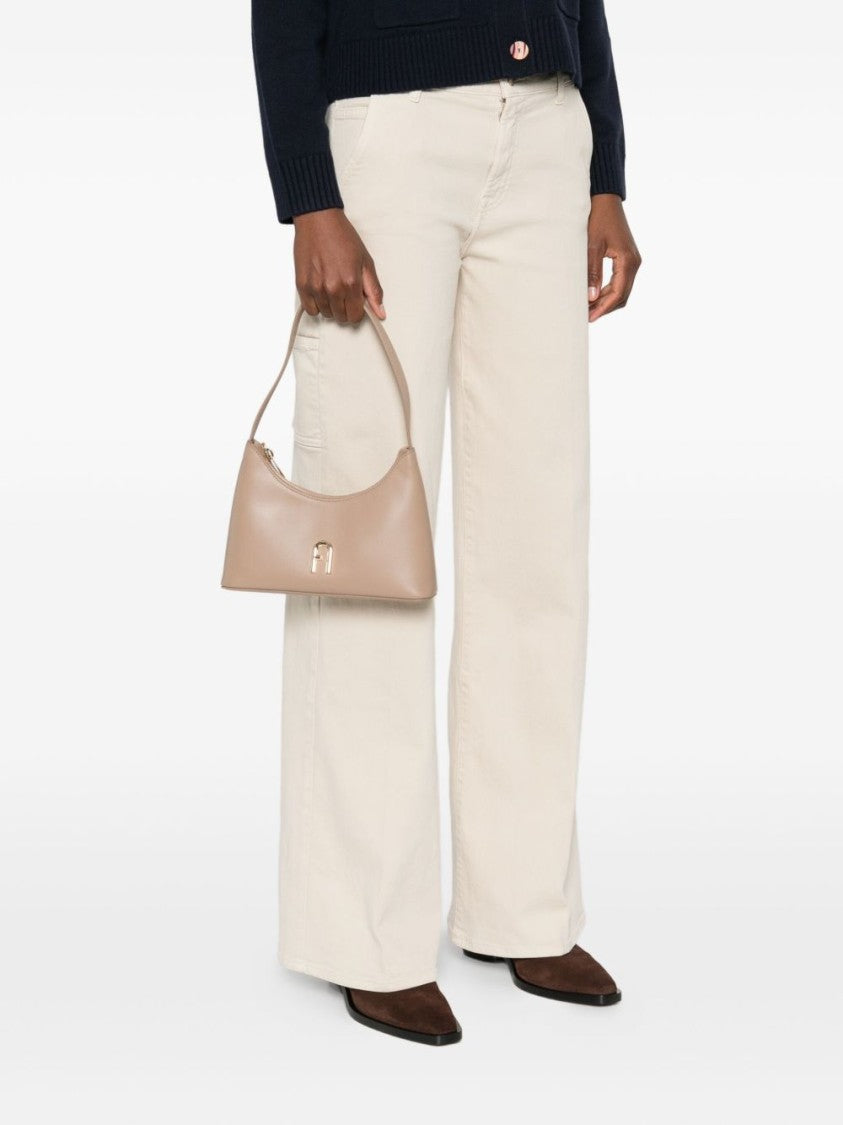 Furla Leather Shoulder Bag With Gold-Tone Logo Plaque