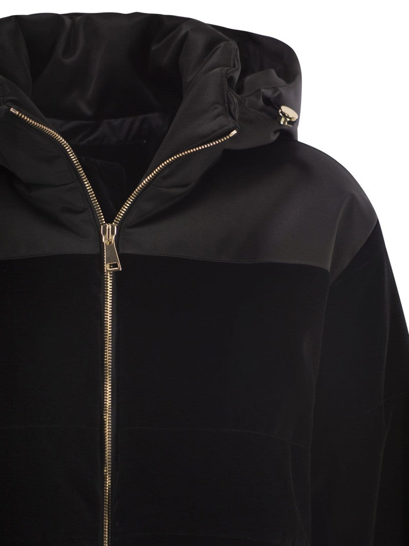 Fabiana Filippi Padded Velvet Jacket With Hood