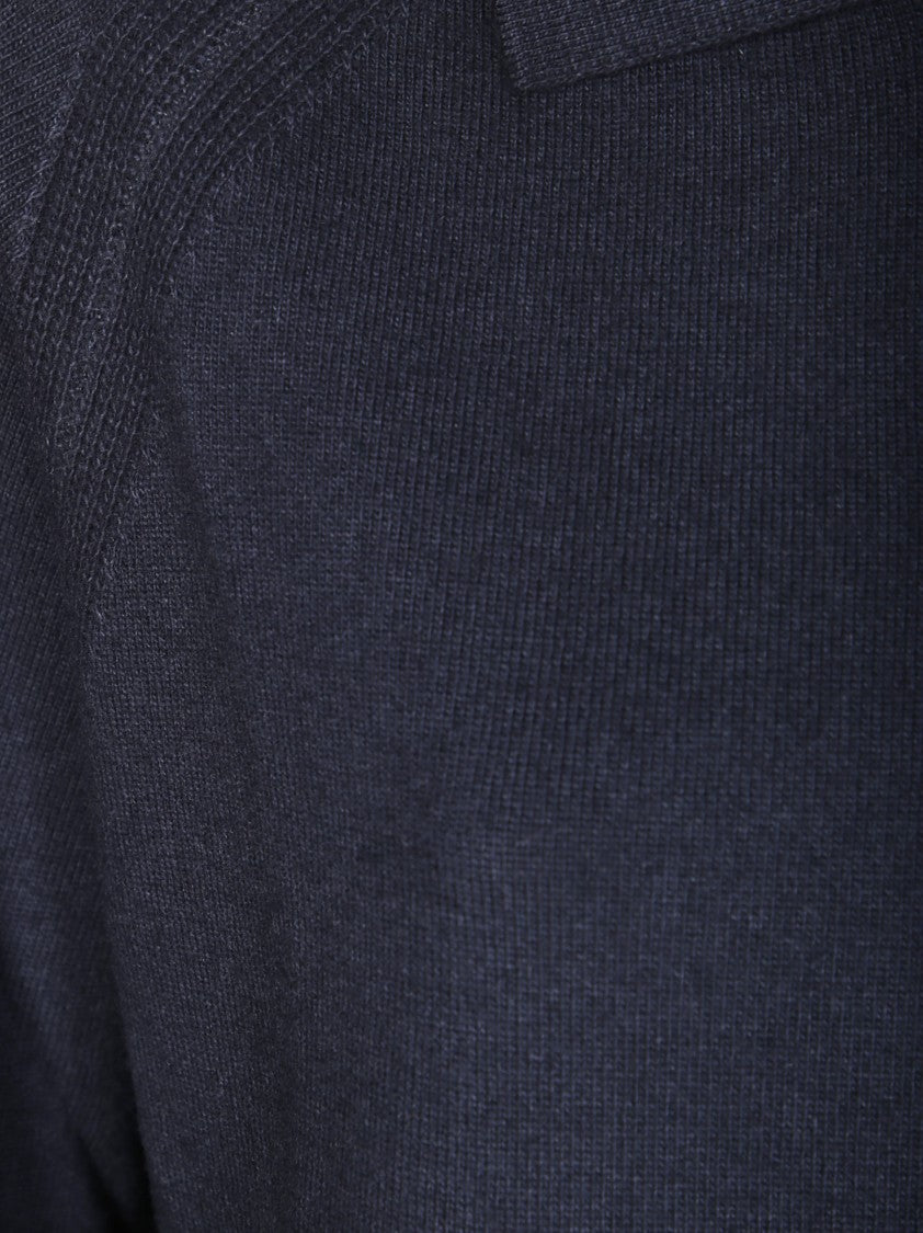 Daniele Fiesoli Raglan Sleeve Long-Sleeve Polo Shirt With Classic Collar