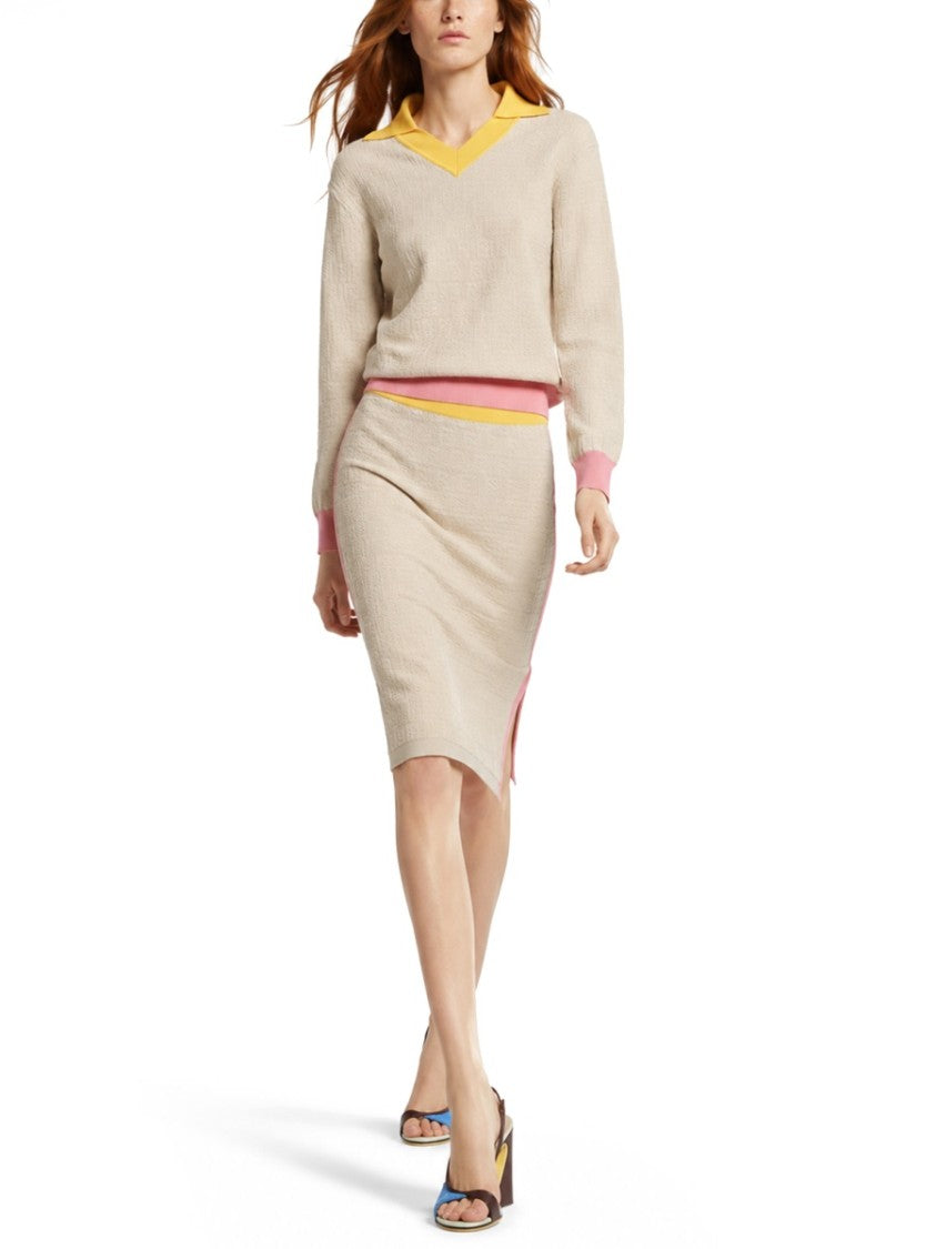 Fendi Knee-Length Textured Skirt With Contrasting Waistband
